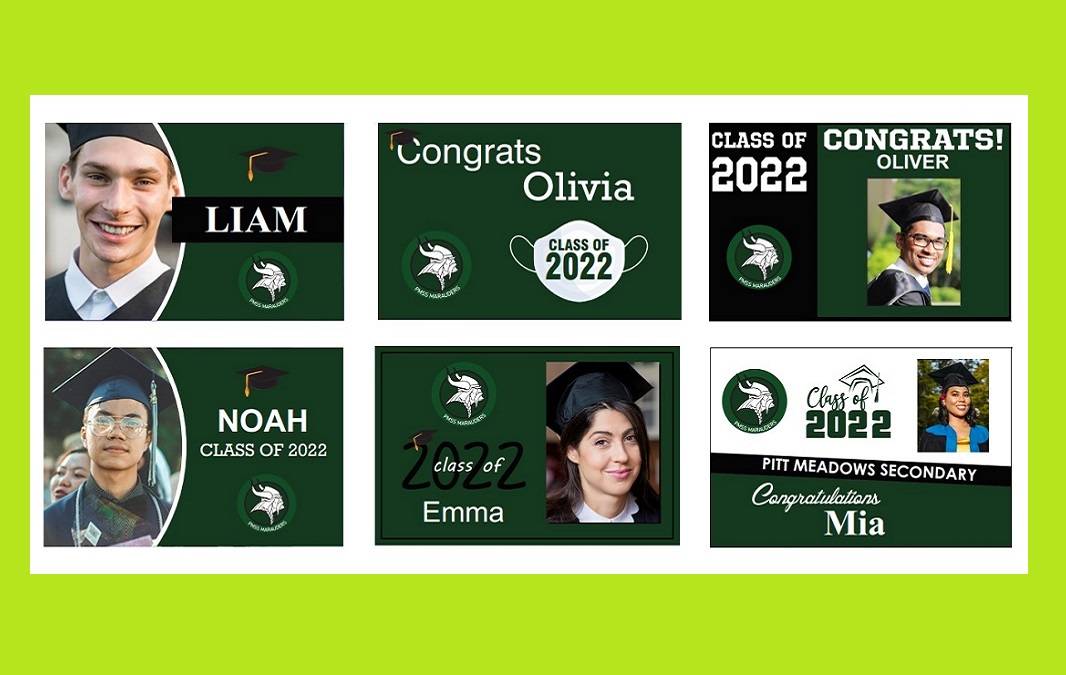 Graduation signs Pitt Meadows Secondary School