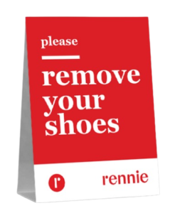 Rennie remove shoes signs 18.25x11