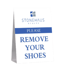 Stonehaus remove shoes signs 18.25x11