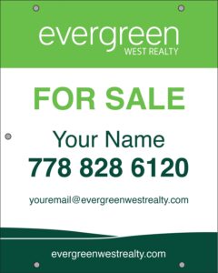 evergreen vertical house for sale sign 24x30