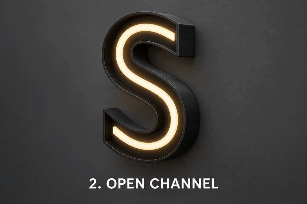 open channel channel letters
