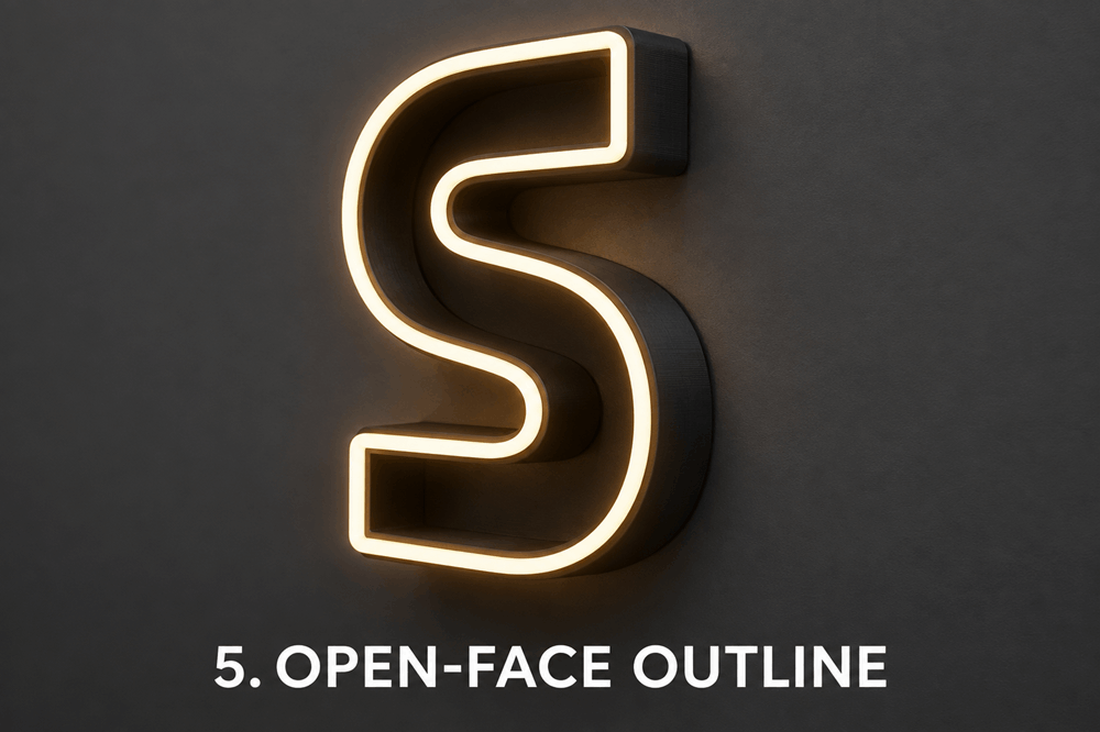 open face outline channel letters