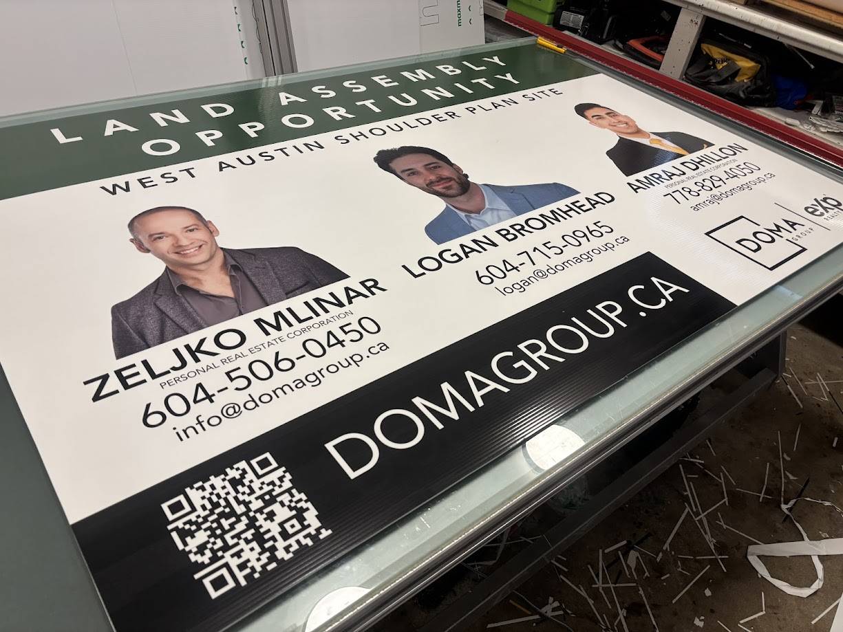 Custom Real Estate Sign in Vancouver for Corporate Design