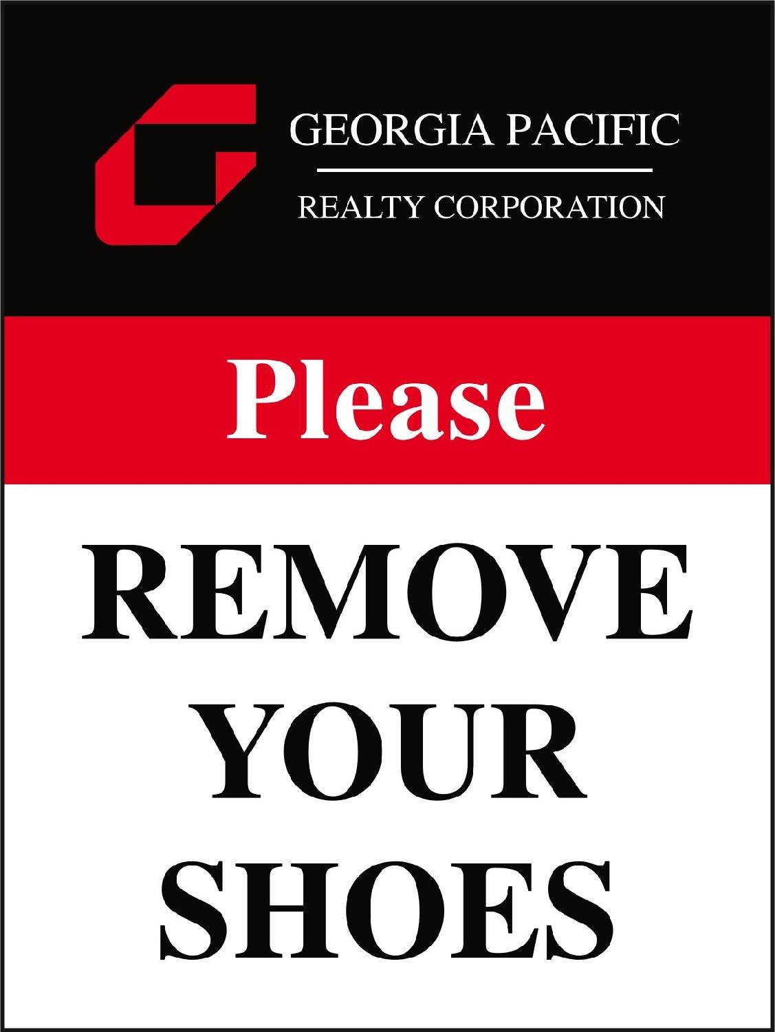 georgia pacific remove shoes signs 18.25x11